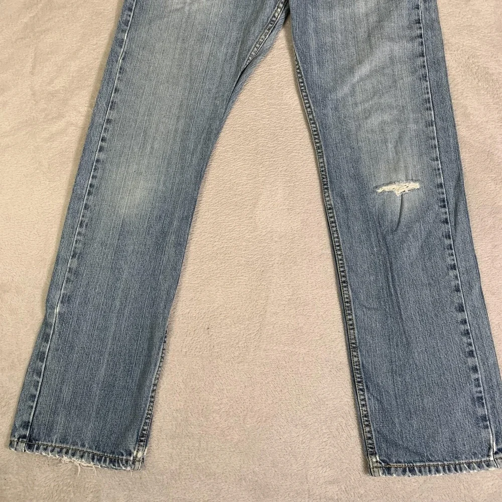 Vintage Levis 505 Jeans Mens 32x32 Blue Light Wash Regular Straight Distressed